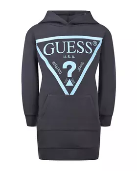 Серое платье-худи с капюшоном Guess детское