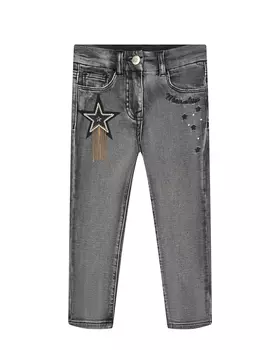 Серые джинсы с декором "звезда" Monnalisa детские