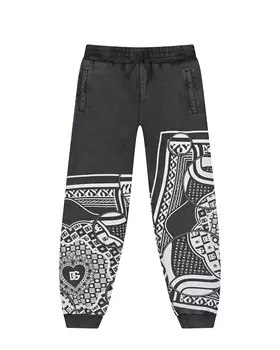 Серые спортивные брюки с белым принтом Dolce&amp;Gabbana детские