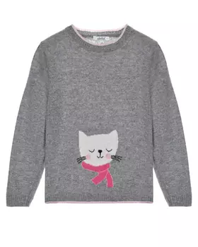 Серый джемпер с декором "кошка" Aletta детский