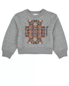 Серый хлопковый свитшот Burberry детский