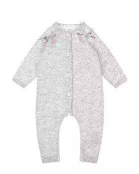 Серый комбинезон из смесовой шерсти с вышивкой Tartine et Chocolat детский