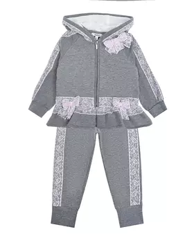 Серый спортивный костюм с кружевным декором Aletta детский