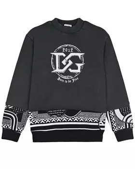 Серый свитшот с белым лого Dolce&amp;Gabbana детский