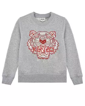 Серый свитшот с принтом "тигр" KENZO детский