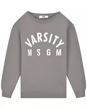 Серый свитшот с принтом "VARSITY" MSGM детский