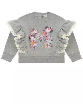 Серый свитшот с рюшами Monnalisa детский