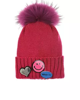 Шапка цвета фуксии с помпоном Regina детская