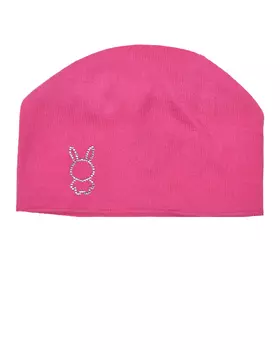 Шапка цвета фуксии с зайчиком из стразов Chobi