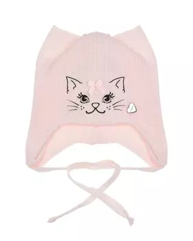 Шапка с декором "кошка", розовая Il Trenino