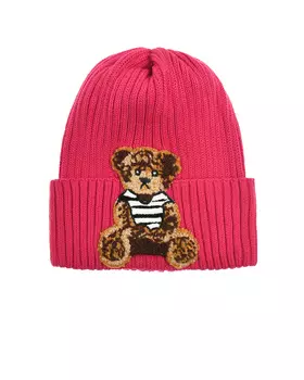 Шапка с игрушкой мишка, красная Regina