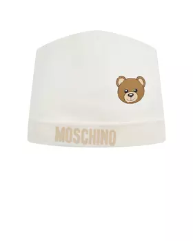 Шапка с лого, кремовая Moschino