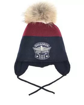 Шапка с меховым помпоном и нашивкой "Squadron Army Corps" Joli Bebe детская