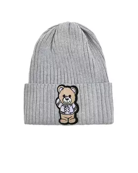 Шапка с мишкой, серая Regina