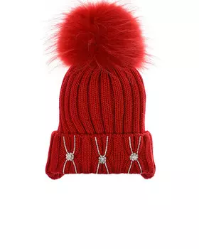 Шапка с помпоном и стразами Joli Bebe детская