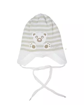 Шапка с принтом в бежевую полоску Il Trenino