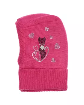 Шапка-шлем цвета фуксии с отделкой стразами Il Trenino детская