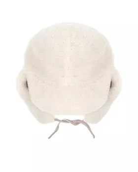 Шапка-ушанка кремового цвета из овчины Plooml детская