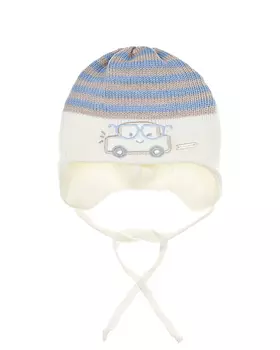 Шапка в полоску с декором "машинка" Il Trenino детская