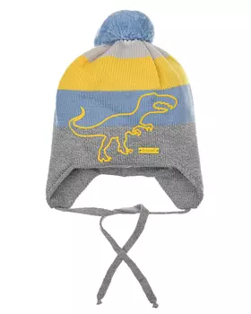 Шапка в полоску с принтом "динозавр" Il Trenino детская