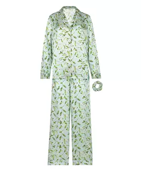 Шелковый комплект мятного цвета с растительным принтом Norveg