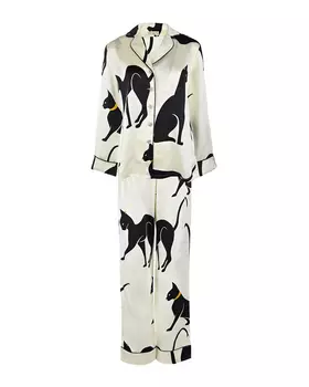 Шелковый комплект с принтом "кошки" Olivia von Halle