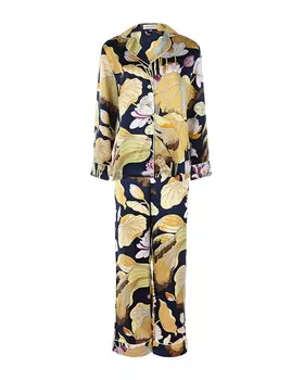 Шелковый комплект с принтом "лотосы" Olivia von Halle