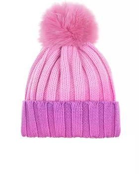 Шерстяная шапка с отворотом цвета фуксии Regina детская