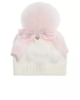 Шерстяная шапка с розовым бантом Il Trenino детская