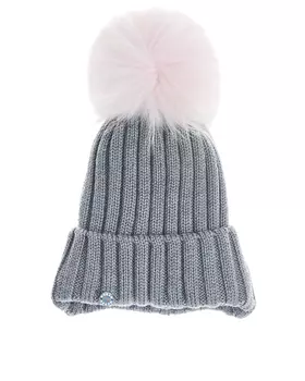 Шерстяная шапка с розовым помпоном Joli Bebe детская