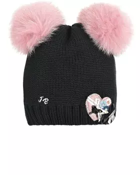 Шерстяная шапка с розовыми помпонами Joli Bebe детская