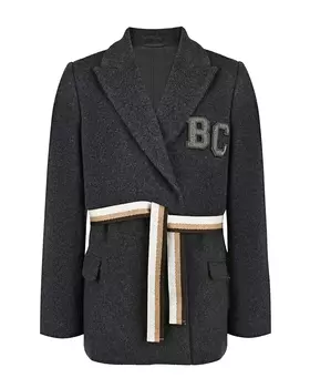 Шерстяной пиджак с поясом в полоску Brunello Cucinelli детский