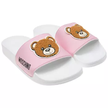 Шлепанцы с махровой аппликацией "мишка" Moschino