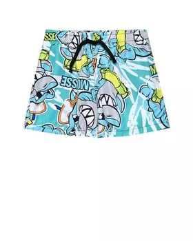 Шорты для купания с принтом акулы, голубые Mousse kids