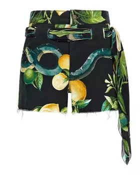 Шорты с принтом "лимоны" Roberto Cavalli