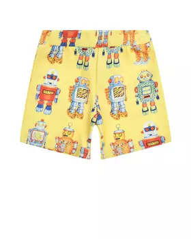 Шорты с принтом "роботы" Roberto Cavalli