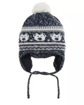 Сине-белая шапка с декором "медвежата" Catya детское