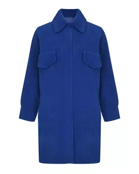 Синее пальто из овчины с карманами Blancha