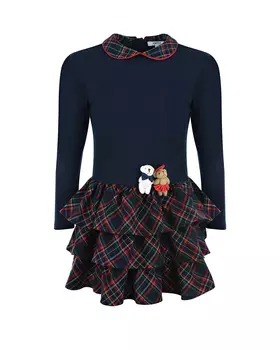 Синее платье с юбкой в клетку Aletta детское