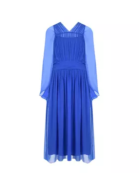 Синее шелковое платье с драпировкой Alberta Ferretti