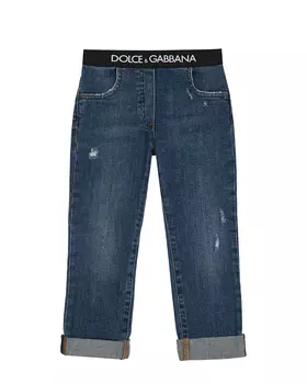 Синие джинсы с поясом на резинке Dolce&amp;Gabbana детские
