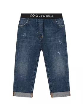 Синие джинсы с поясом на резинке Dolce&amp;Gabbana детские