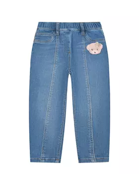 Синие джинсы с поясом на резинке Monnalisa детские