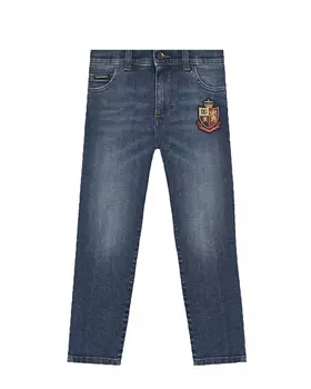 Синие джинсы slim fit с нашивкой Dolce&amp;Gabbana детские