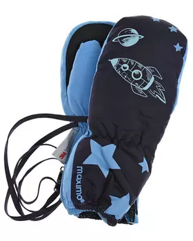 Синие непромокаемые варежки с принтом "ракета" MaxiMo детские