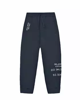 Синие спортивные брюки с белым текстовым принтом Dolce&amp;Gabbana детские