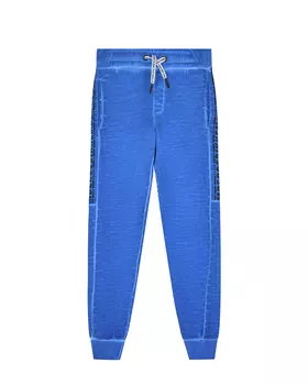 Синие спортивные брюки с черным лого Bikkembergs детские