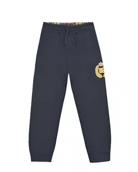 Синие спортивные брюки с декором "герб" Dolce&amp;Gabbana детские
