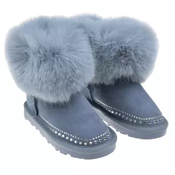 Синие угги с меховой отделкой Monnalisa детские