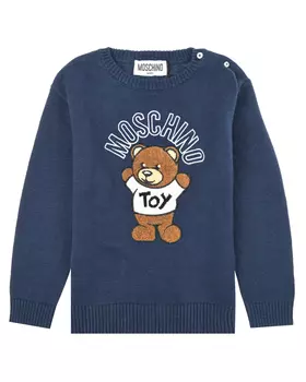 Синий джемпер с принтом "медвежонок" Moschino детский